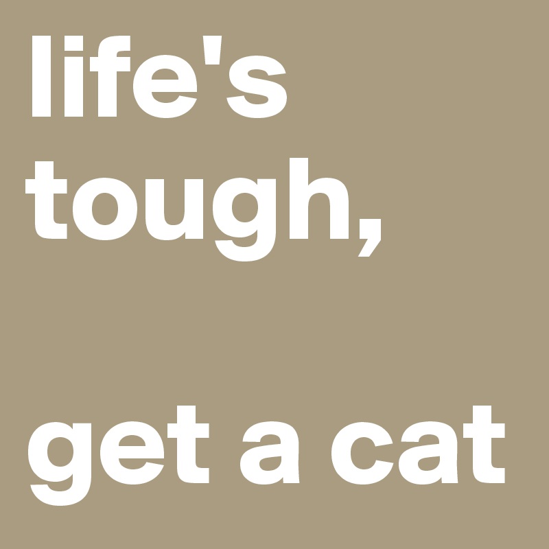 life's tough, 

get a cat