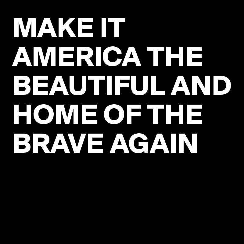MAKE IT AMERICA THE BEAUTIFUL AND HOME OF THE BRAVE AGAIN

