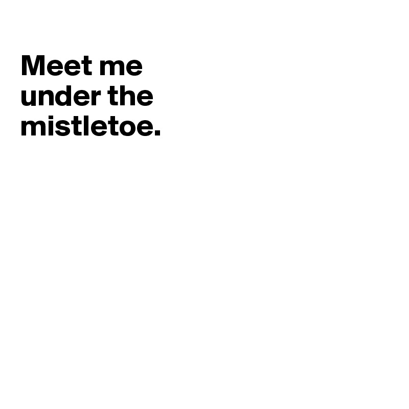 
Meet me 
under the 
mistletoe.







