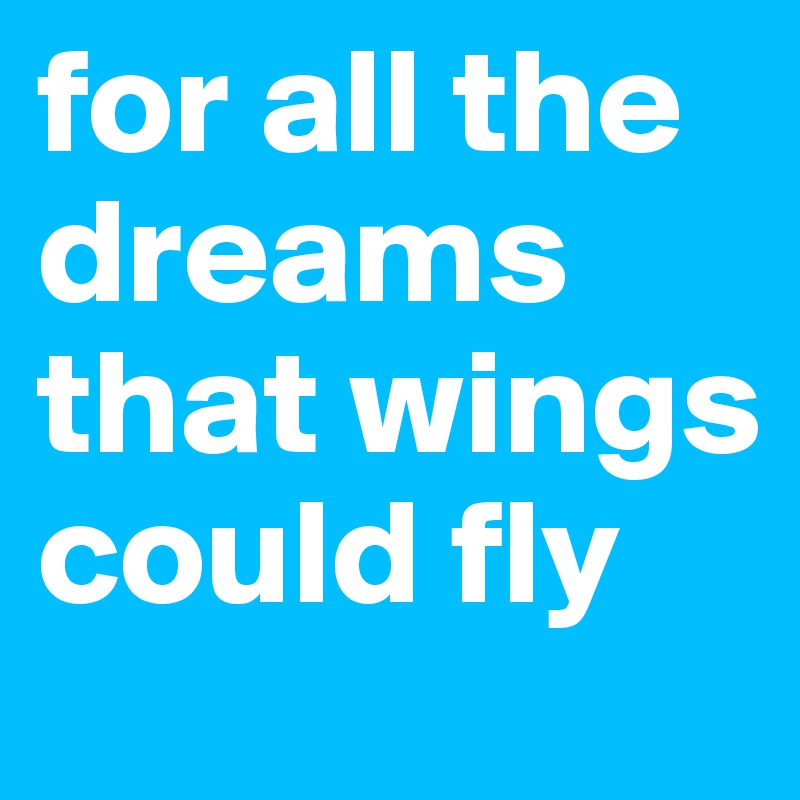 for all the dreams that wings could fly