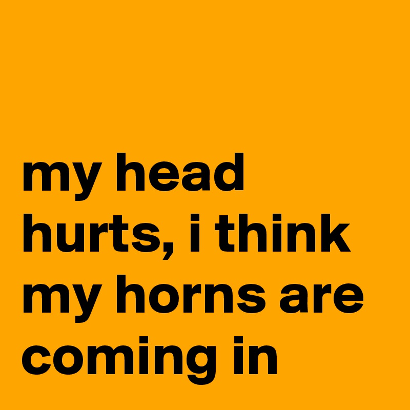 

my head hurts, i think my horns are coming in 