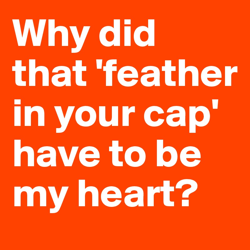 Why did that 'feather in your cap' have to be my heart?