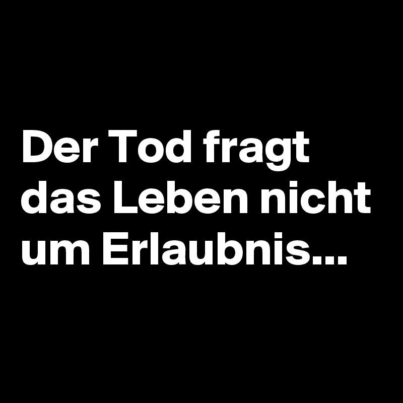 

Der Tod fragt das Leben nicht um Erlaubnis...

