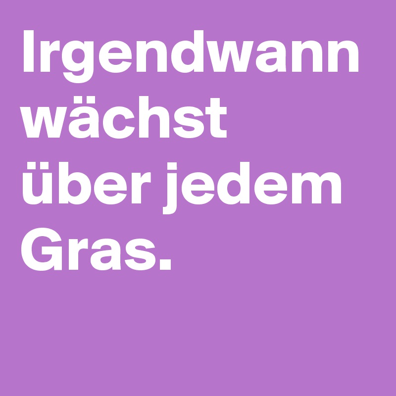 Irgendwann wächst über jedem Gras.