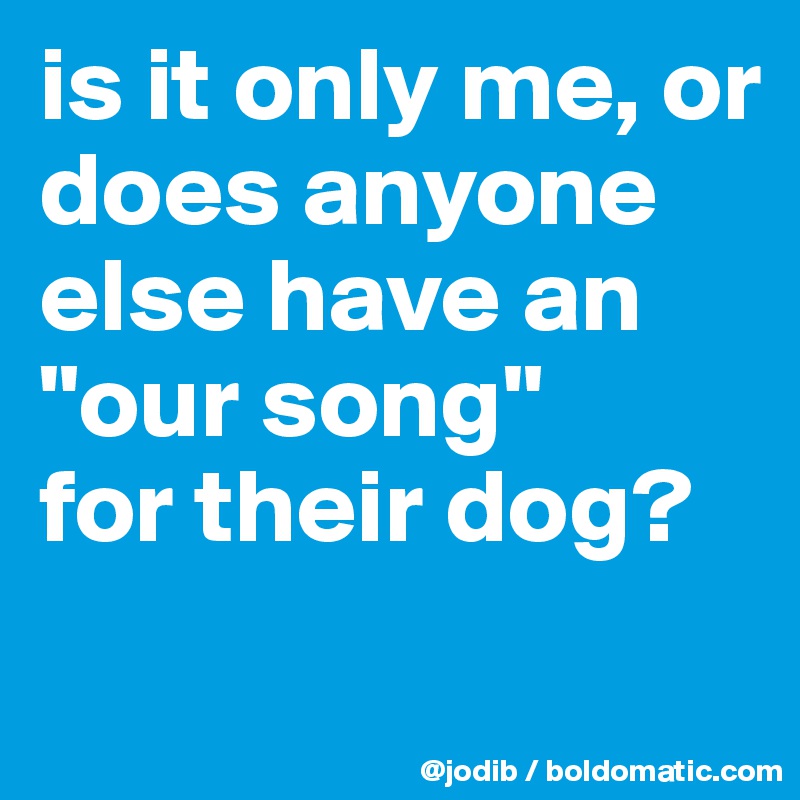 is it only me, or does anyone else have an "our song" 
for their dog?
