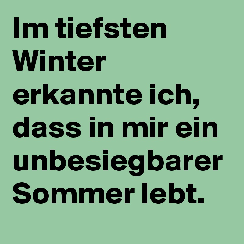 Im tiefsten Winter erkannte ich, dass in mir ein unbesiegbarer Sommer lebt.