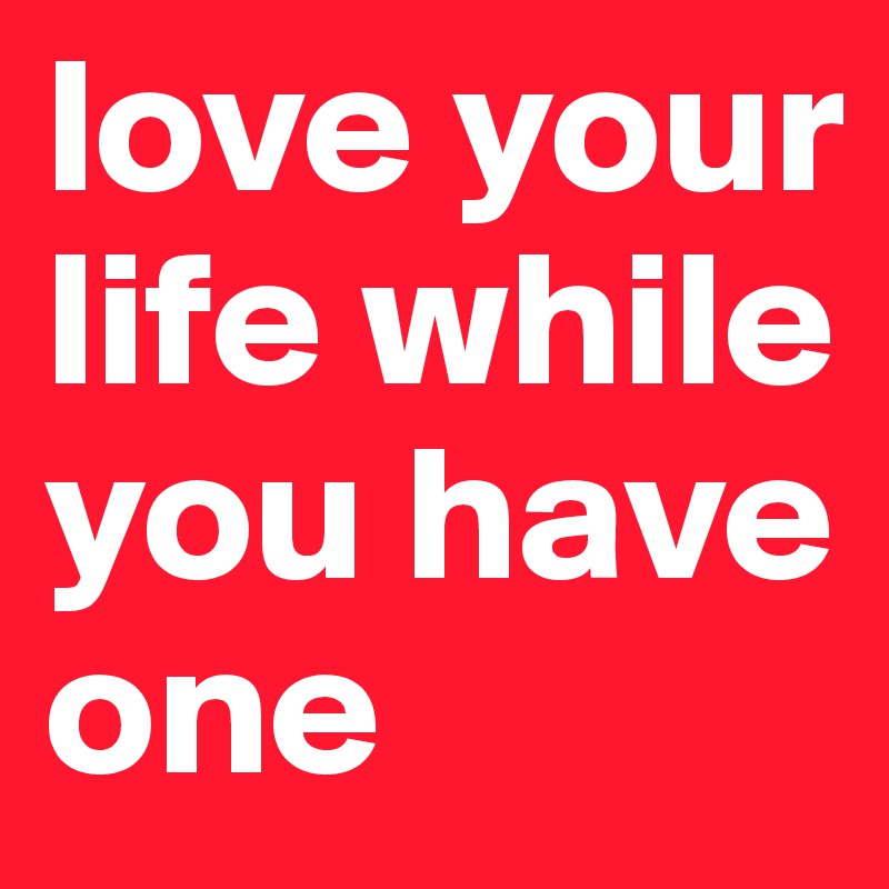 love your life while you have one