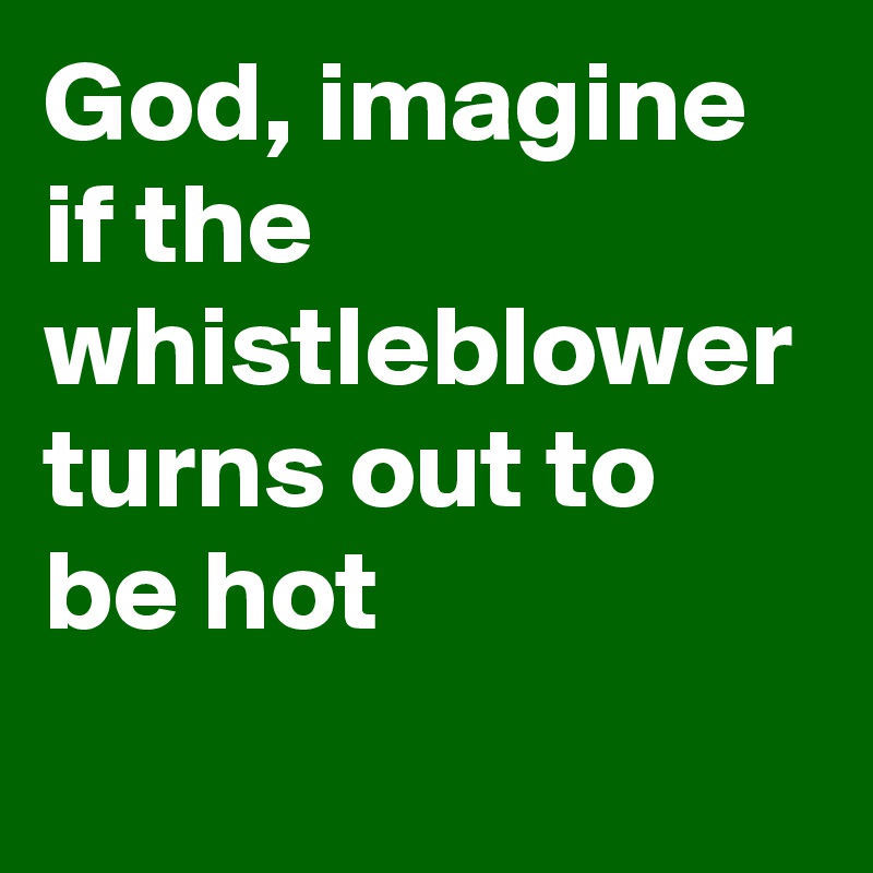 God, imagine if the whistleblower turns out to be hot