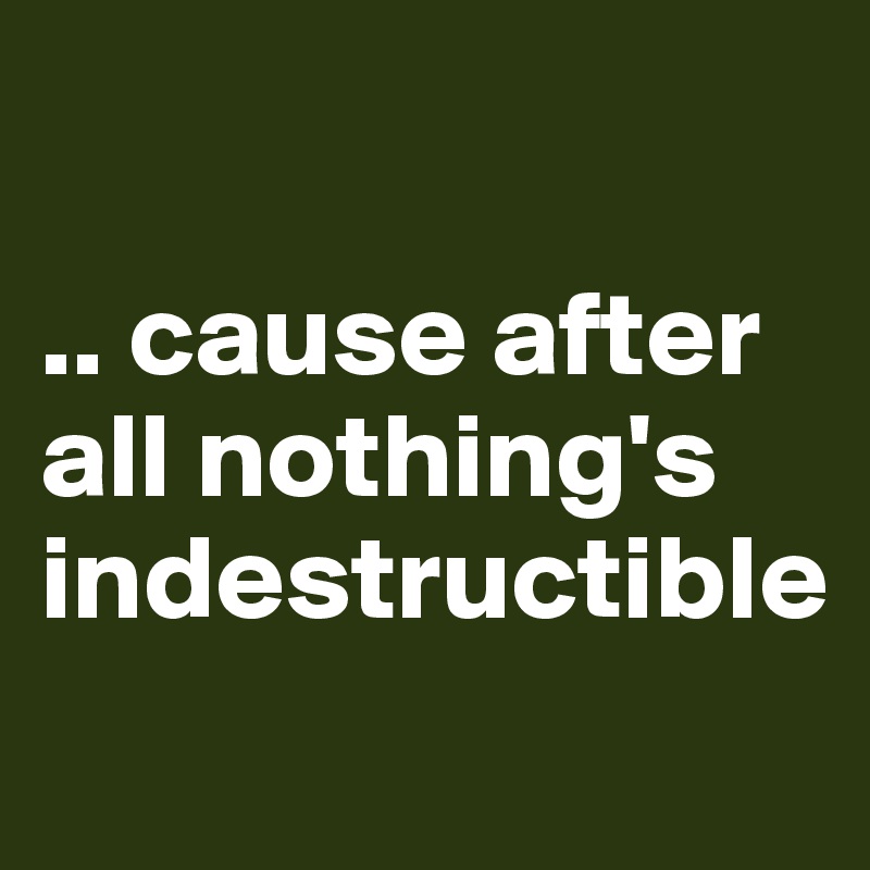 

.. cause after all nothing's indestructible
