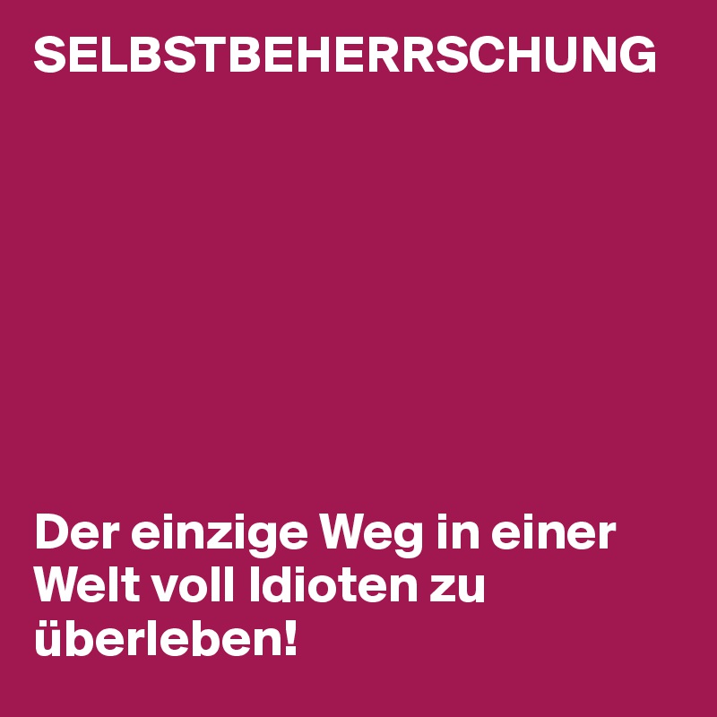 SELBSTBEHERRSCHUNG








Der einzige Weg in einer Welt voll Idioten zu 
überleben! 