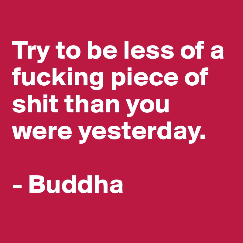 
Try to be less of a fucking piece of shit than you were yesterday.

- Buddha
