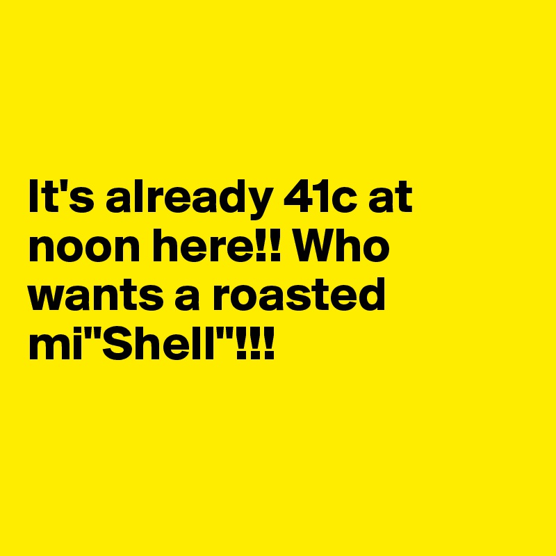 


It's already 41c at noon here!! Who wants a roasted mi"Shell"!!!


