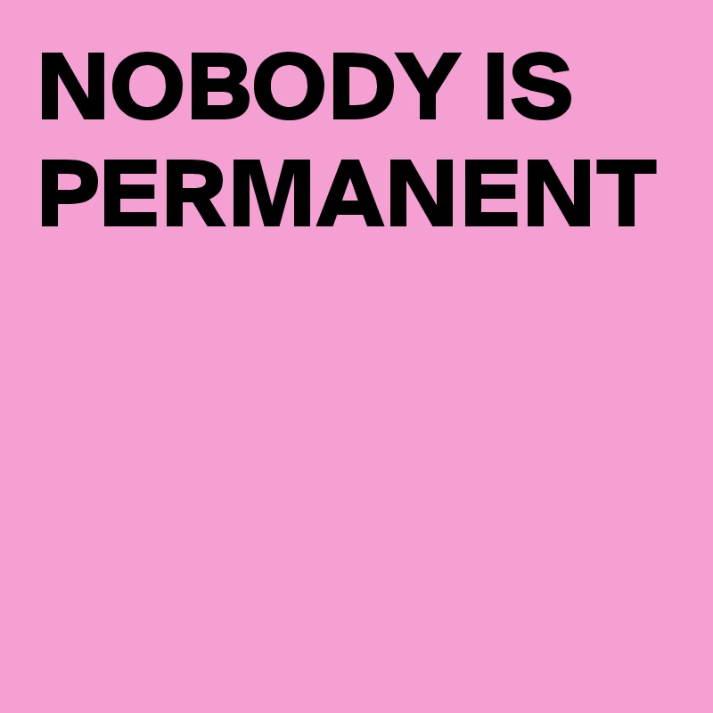 NOBODY IS PERMANENT