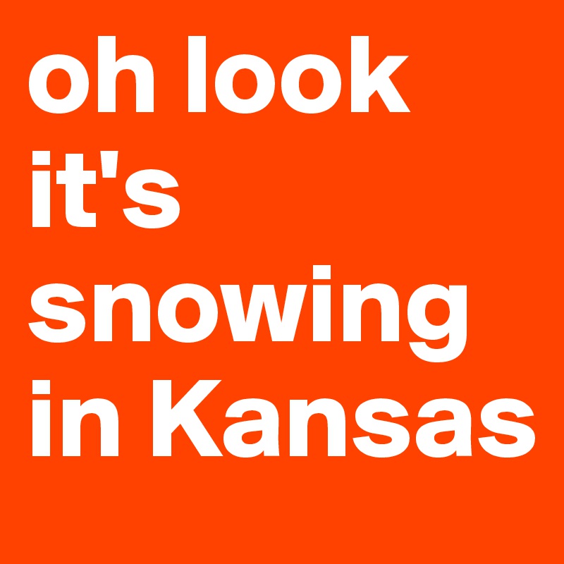 oh look it's snowing in Kansas