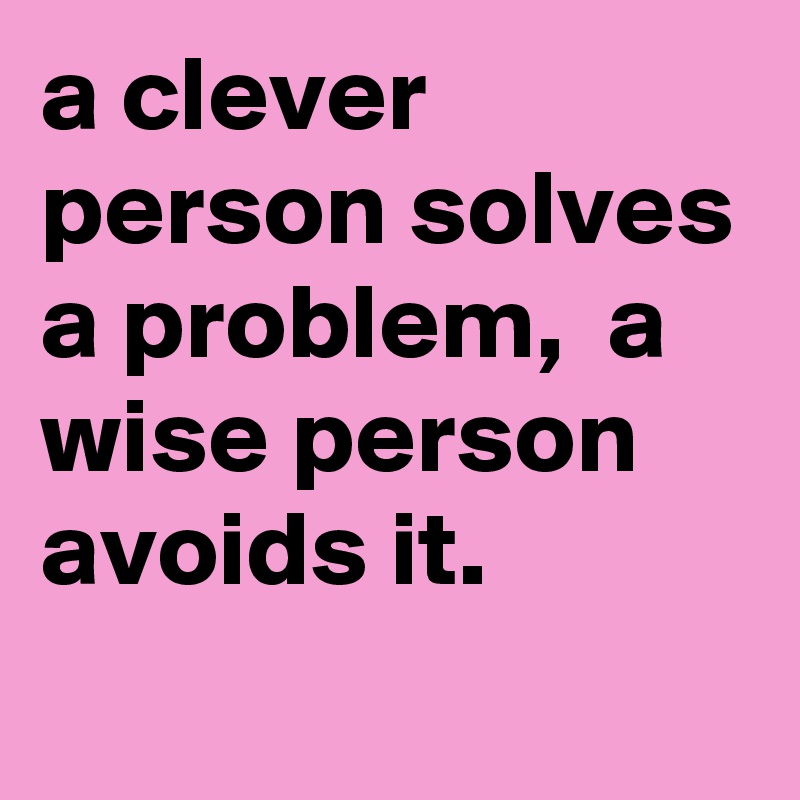 a clever person solves a problem,  a wise person avoids it.
