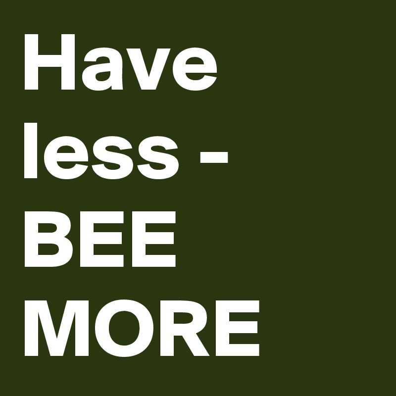 Have less -  BEE MORE