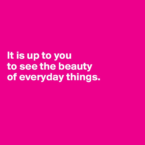 



It is up to you 
to see the beauty 
of everyday things. 




