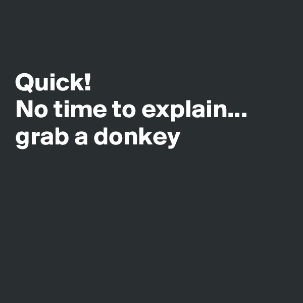 

Quick!
No time to explain...
grab a donkey




