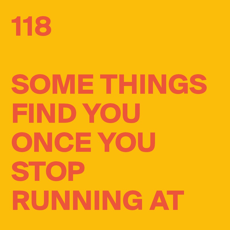 118

SOME THINGS
FIND YOU
ONCE YOU STOP
RUNNING AT THEM.