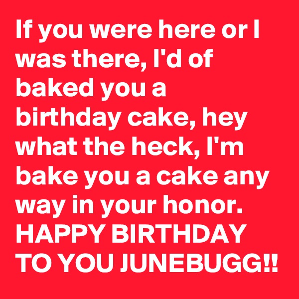 If you were here or I was there, I'd of baked you a birthday cake, hey what the heck, I'm bake you a cake any way in your honor.
HAPPY BIRTHDAY TO YOU JUNEBUGG!!