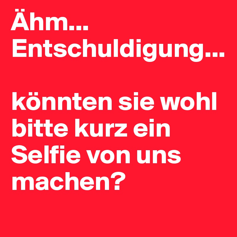 Ähm... Entschuldigung... 

könnten sie wohl bitte kurz ein Selfie von uns machen?