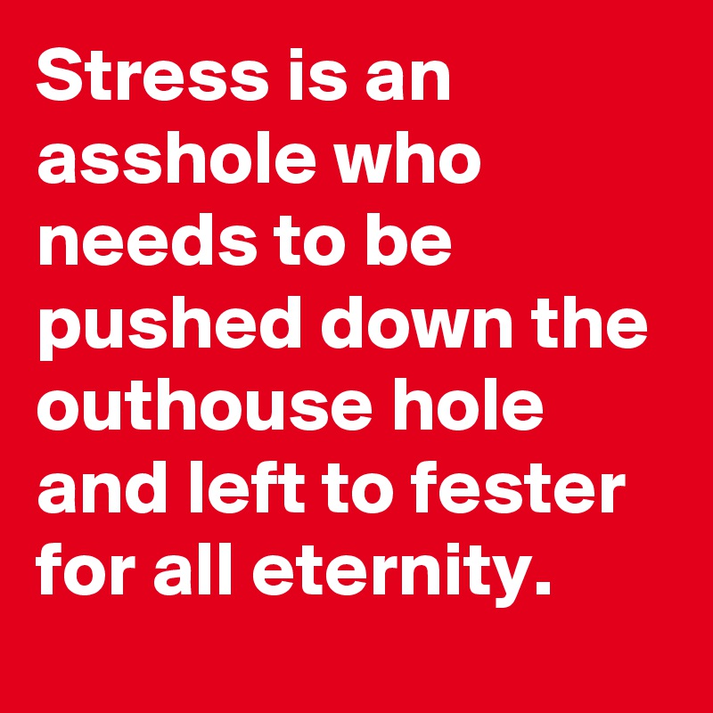 Stress is an asshole who needs to be pushed down the outhouse hole and left to fester for all eternity. 
