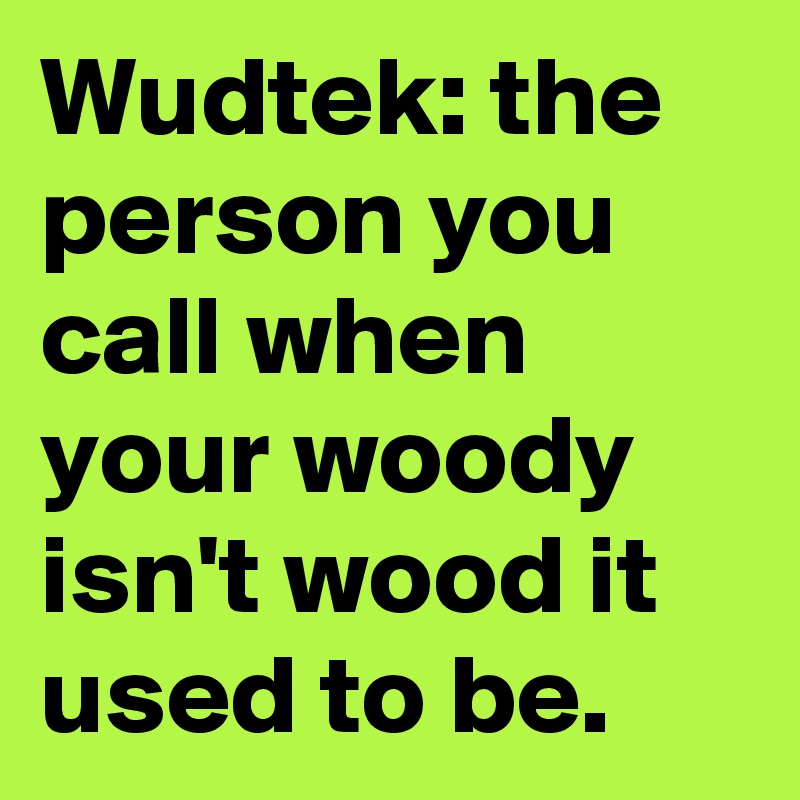 Wudtek: the person you call when your woody isn't wood it used to be.
