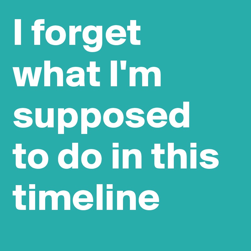 I forget what I'm supposed to do in this timeline
