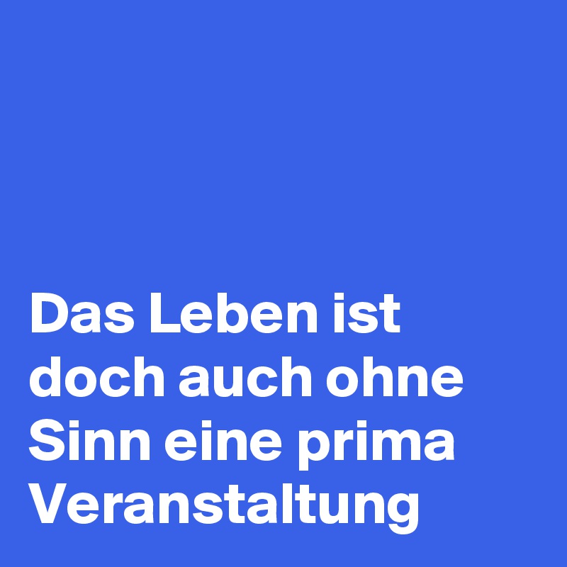 



Das Leben ist doch auch ohne Sinn eine prima Veranstaltung 
