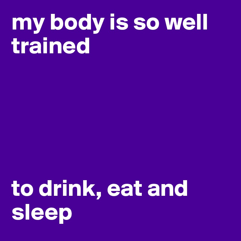 my body is so well trained





to drink, eat and sleep