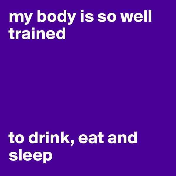 my body is so well trained





to drink, eat and sleep