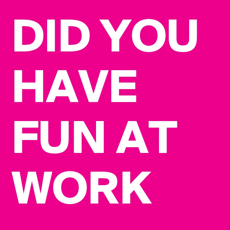 DID YOU HAVE FUN AT WORK