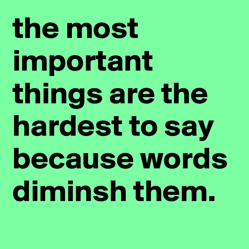 the most important  things are the hardest to say because words diminsh them.