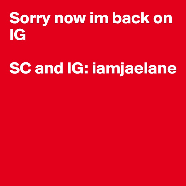 Sorry now im back on IG

SC and IG: iamjaelane




