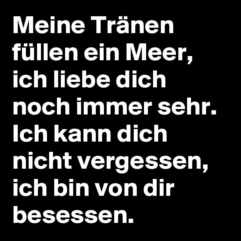 Meine Tränen füllen ein Meer, ich liebe dich noch immer sehr.
Ich kann dich nicht vergessen, ich bin von dir besessen. 