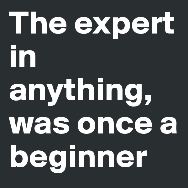 The expert in anything, was once a beginner 