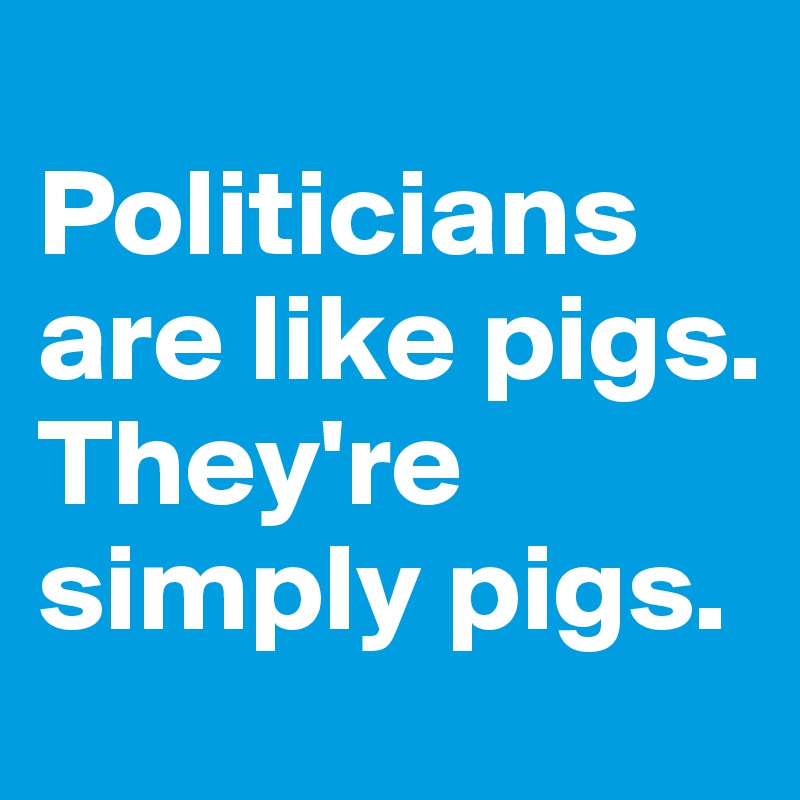 
Politicians are like pigs. They're simply pigs.