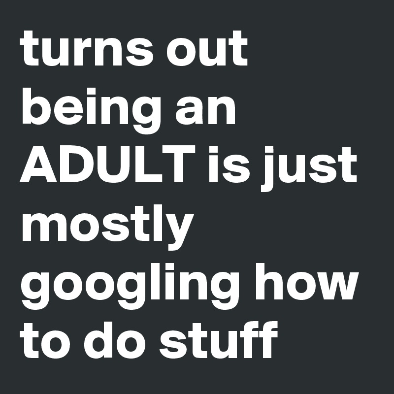 turns out being an ADULT is just mostly googling how to do stuff