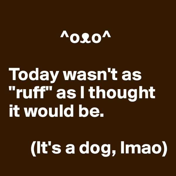 
              ^o?o^

Today wasn't as "ruff" as I thought it would be. 

      (It's a dog, lmao)