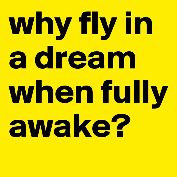 why fly in a dream when fully awake?