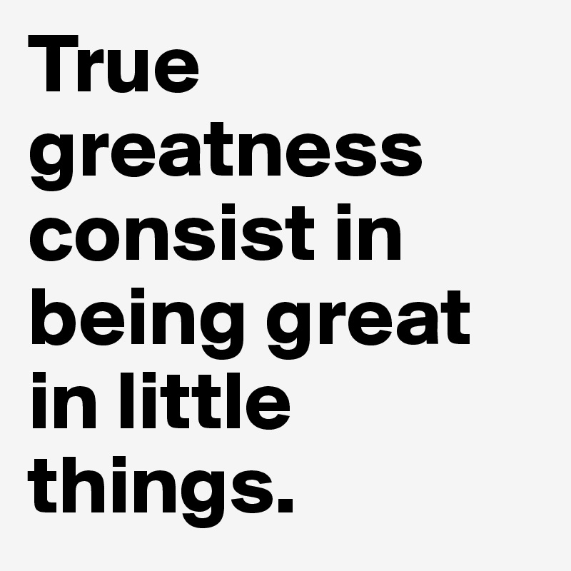 True greatness consist in being great in little things.