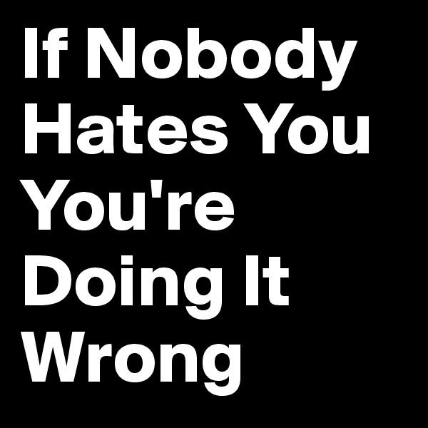 If Nobody Hates You You're Doing It Wrong