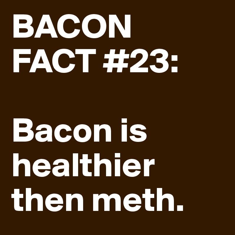 BACON FACT #23:

Bacon is healthier then meth.