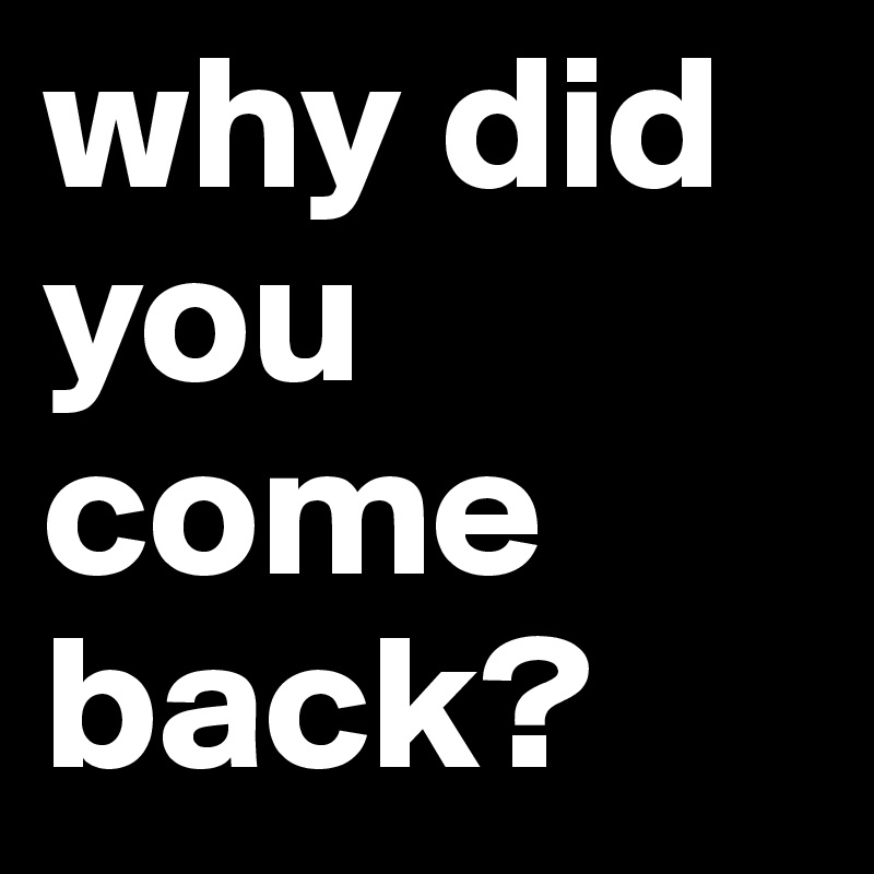 Already did. Why do you come. You come back. Why did. Go back come back разница.