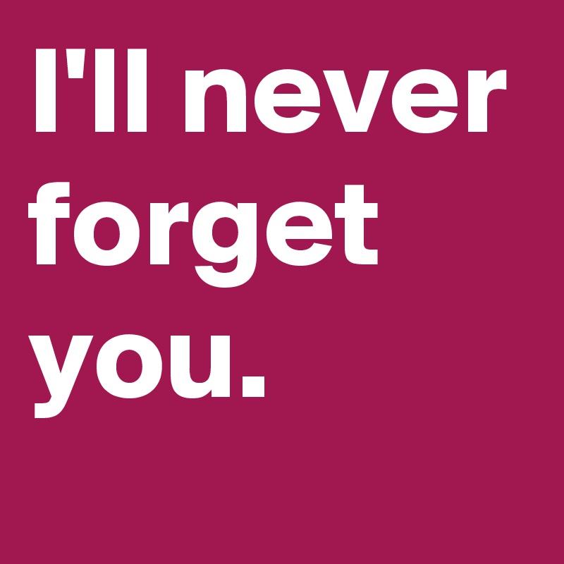 I'll never forget you.