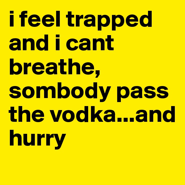 i feel trapped and i cant breathe, sombody pass the vodka...and hurry