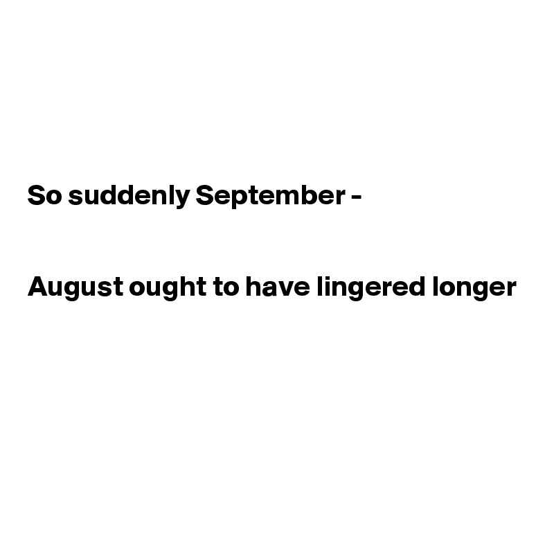 




So suddenly September - 


August ought to have lingered longer





