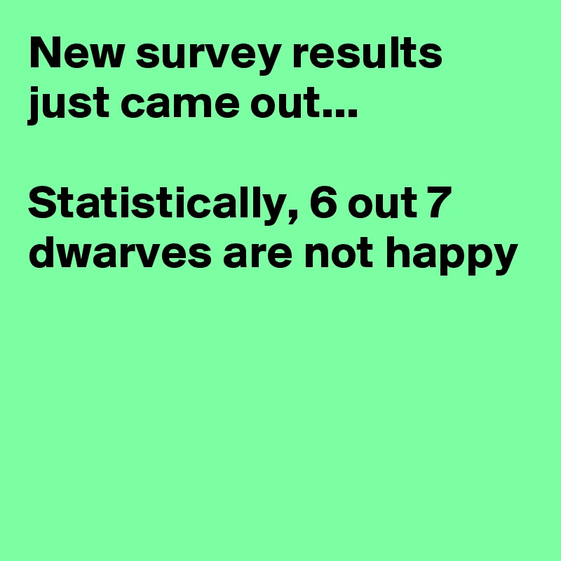 New survey results just came out...

Statistically, 6 out 7 dwarves are not happy



