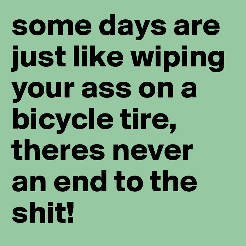 some days are just like wiping your ass on a bicycle tire, theres never an end to the shit! 