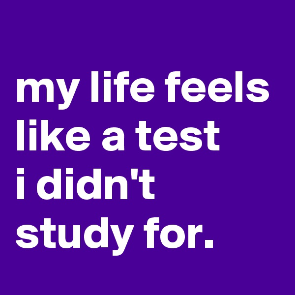 
my life feels like a test
i didn't study for.